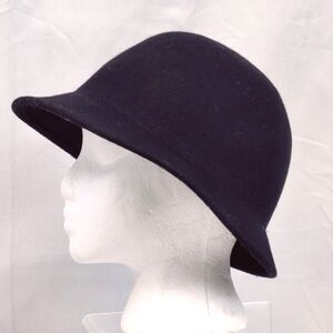 Betsey Johnson Black 100% Wool Cloche Hat